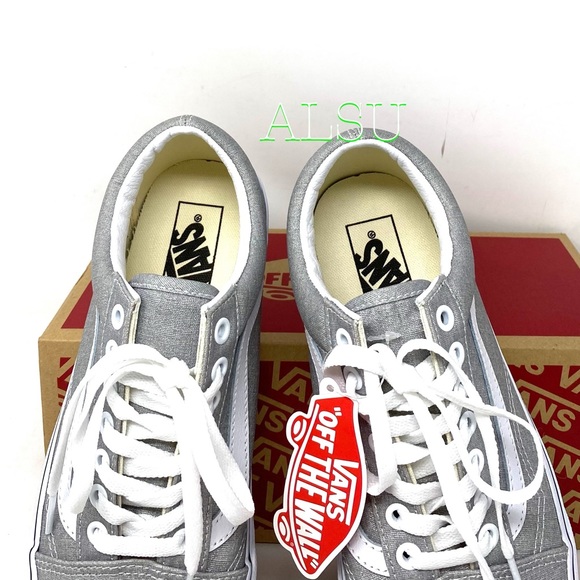 🌸Sale🌸 VANS Old Skool Canvas Silver Grey Women’s Sneakers Size 5 VN0A4U3BX1K - Picture 4 of 5